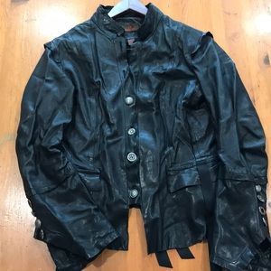 Eye catching black leather jacket.